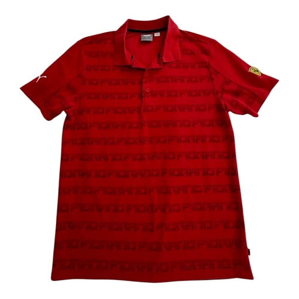 Ferrari Puma Red Polo Collared T-shirt With Fiorano Graphic - Size Small